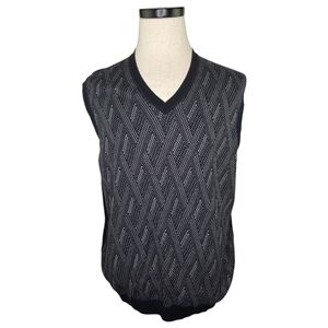 A|Xist Textured Black Gray 100% Cotton Sleeveless Knit Sweater Vest Men’s L